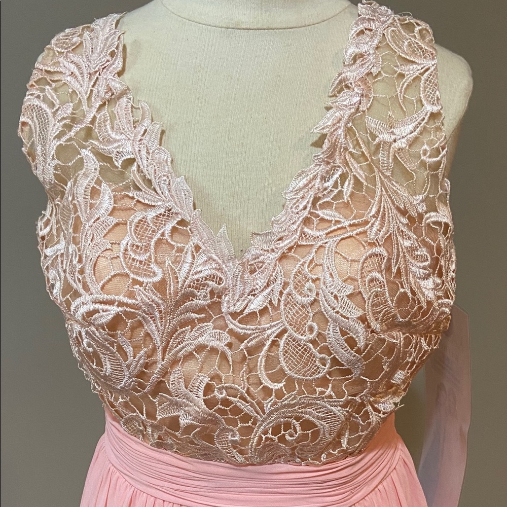 Blush Lace Chiffon Prom Long Dress Size 6